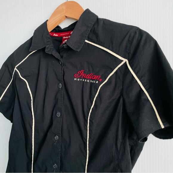 Indian Motorcycle Icon shirt short sleeve button front shirt women’s size small - Picture 2 of 11